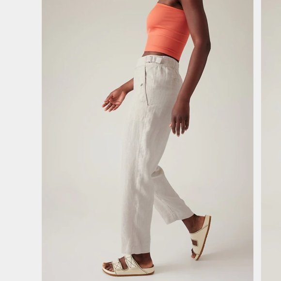🌸 NWT Athleta Voyager Linen Pants Undyed (SIZE 18 + 10T) - Picture 6 of 13